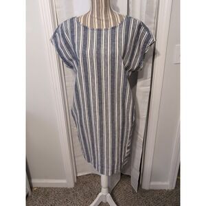 Peyton‎ & Parker Dress Women's Blue Linen Blend Button Detail Pockets  Medium